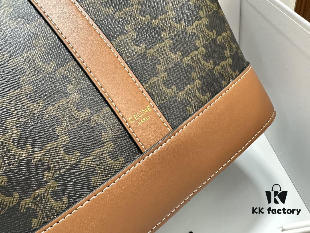 Celine Large Triomphe Canvas Nano Bucket Bag - Stylish Vintage Series with Signature Print