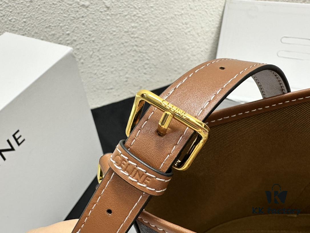 Celine Large Triomphe Canvas Nano Bucket Bag - Stylish Vintage Series with Signature Print