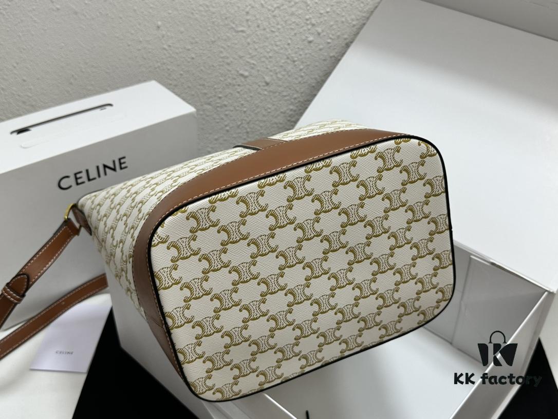 Celine Large Triomphe Canvas Nano Bucket Bag with Signature Print