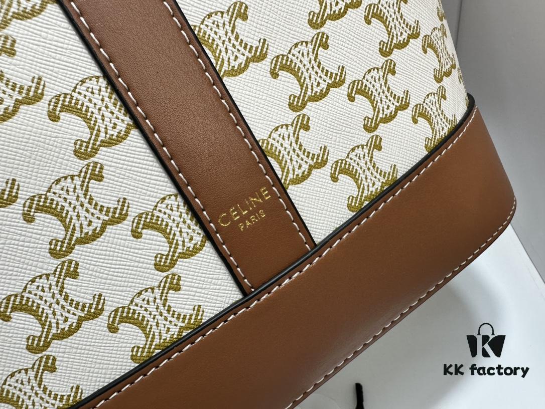 Celine Large Triomphe Canvas Nano Bucket Bag with Signature Print