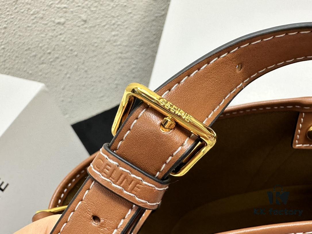 Celine Large Triomphe Canvas Nano Bucket Bag with Signature Print