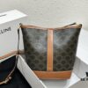 Celine Triomphe Canvas Nano Bucket Bag in Latest Size, Signature Print, Artificial Leather and Cowhide, Perfect for Winter Wear with Coats