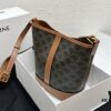 Celine Triomphe Canvas Nano Bucket Bag in Latest Size, Signature Print, Artificial Leather and Cowhide, Perfect for Winter Wear with Coats