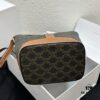 Celine Triomphe Canvas Nano Bucket Bag in Latest Size, Signature Print, Artificial Leather and Cowhide, Perfect for Winter Wear with Coats