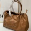 Celine New Arrival Tote Bag, Calfskin Material, Arc de Triomphe Embossed Logo, Drawstring Closure at Opening, Adjustable Size