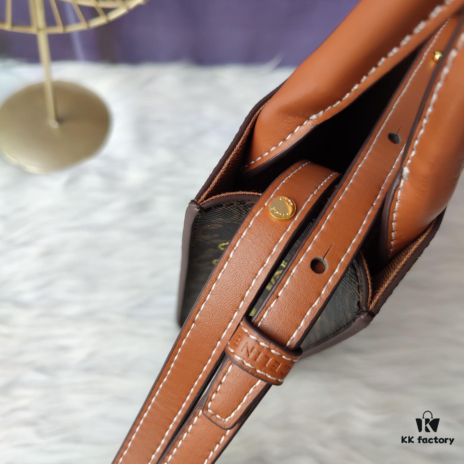 Model C194372 Vintage Floral Embroidered Leather, Mini CELINE Print Super Fiber and Cowhide Leather Vertical Handbag