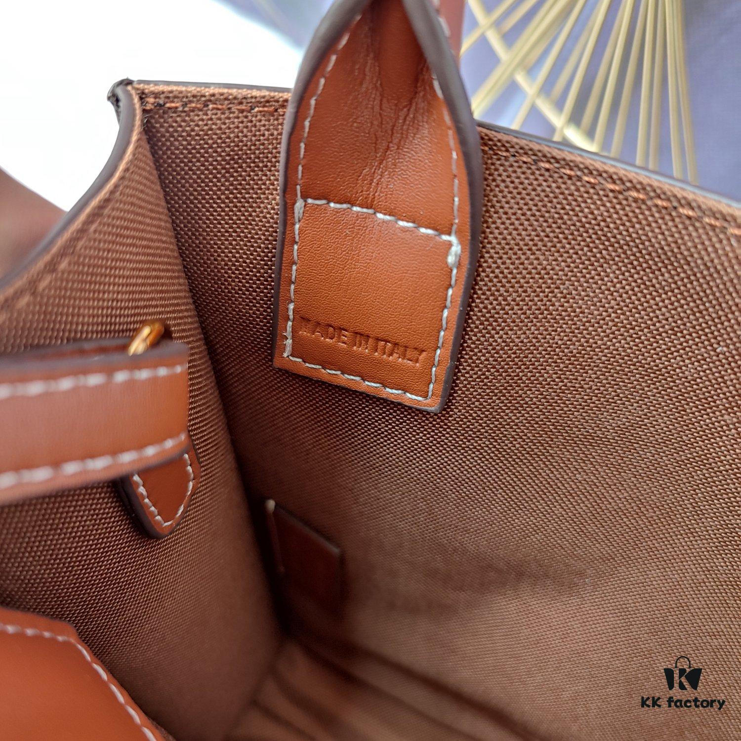 Model C194372 Vintage Floral Embroidered Leather, Mini CELINE Print Super Fiber and Cowhide Leather Vertical Handbag