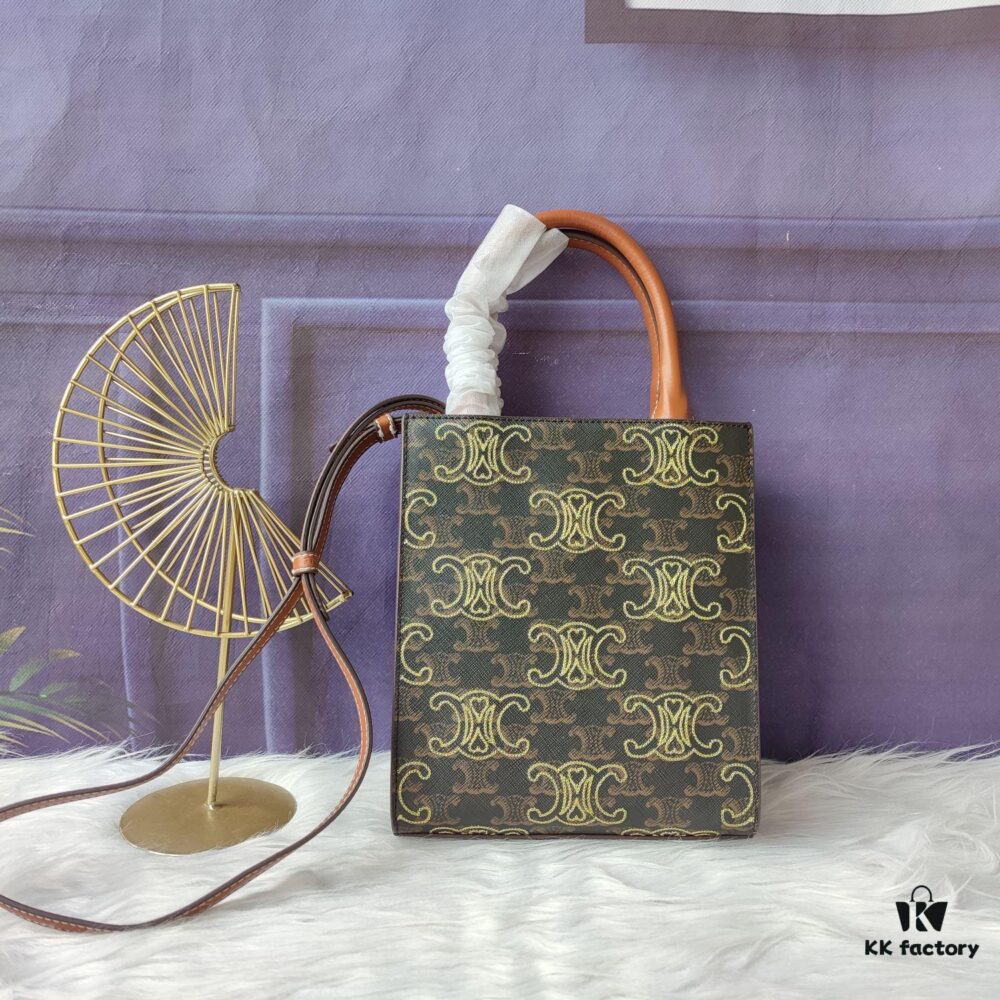 Model C194372 Vintage Floral Embroidered Leather, Mini CELINE Print Super Fiber and Cowhide Leather Vertical Handbag