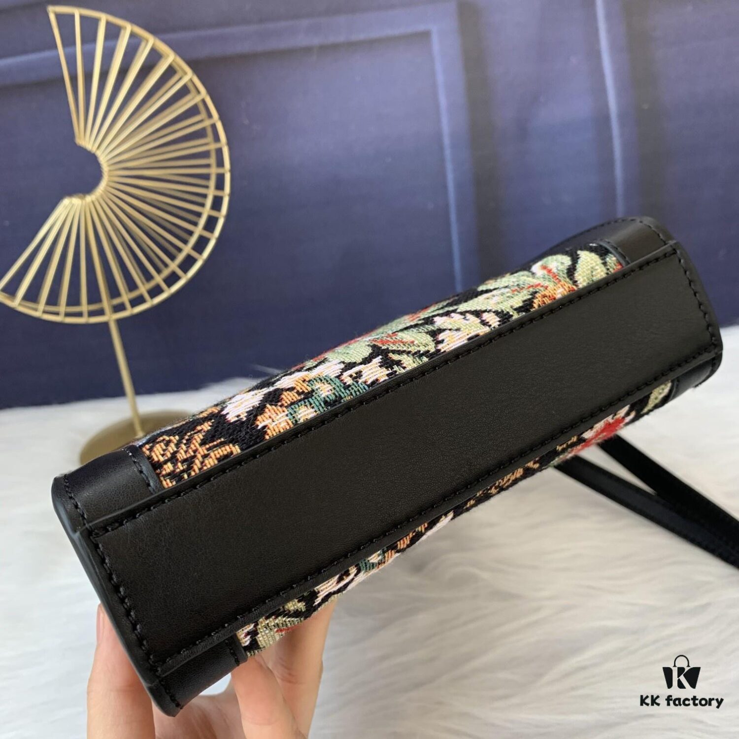 Mini CELINE Print Synthetic Leather and Cowhide Vertical Handbag in Fabric Design C194372 with Black Accents, Adjustable and Removable Leather Shoulder Strap (50cm)