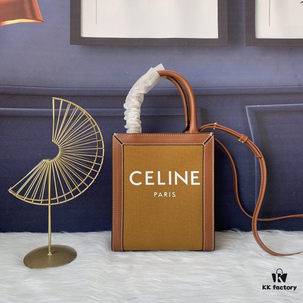 Yellow Canvas Mini CELINE Print Synthetic and Cow Leather Vertical Handbag, Model No. C194372