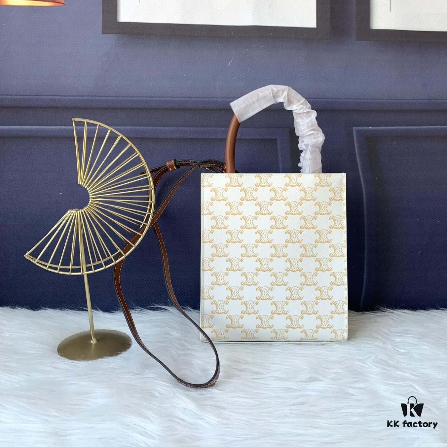 Style No. C192089 Mini Apricot Small, Vertical Handbag in Soft Calfskin with Mini CELINE Print, Adjustable and Detachable Leather Shoulder Strap (50cm), Dimensions: 17cm x 21cm x 4cm