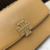 New Tory Burch Britten Women's Chain Shoulder Crossbody Bag, Medium Size, Black and Apricot Color, In Stock, Dimensions 22×8×16CM