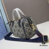 Large TORY BURCH T Monogram Mini Jacquard Barrel Bag in Hazelnut Brown