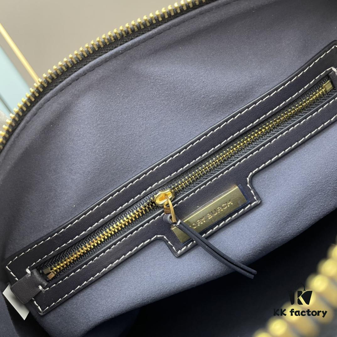 Large TORY BURCH T Monogram Mini Jacquard Barrel Bag in Hazelnut Brown