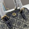 TORY BURCH T Monogram Mini Jacquard Barrel Bag in Hazelnut Brown