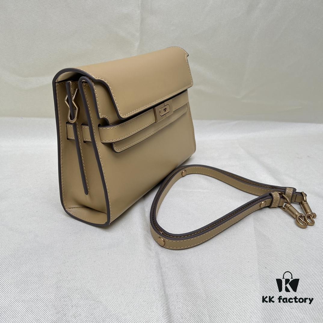 TORY BURCH Lee Radziwill Crossbody Shoulder Bag, Full-Grain Leather, Item No. 158720, Size 24×8.5×17.3