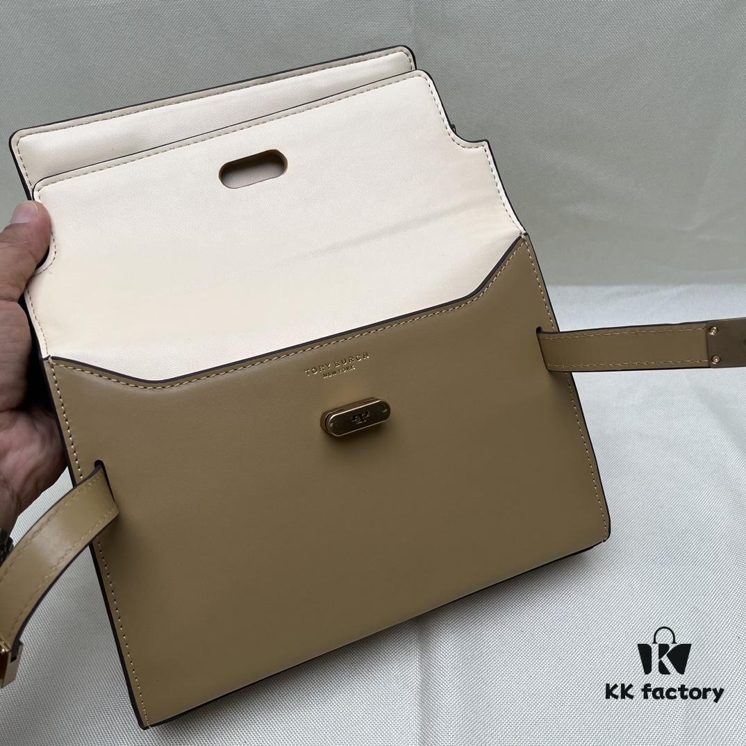 TORY BURCH Lee Radziwill Crossbody Shoulder Bag, Full-Grain Leather, Item No. 158720, Size 24×8.5×17.3