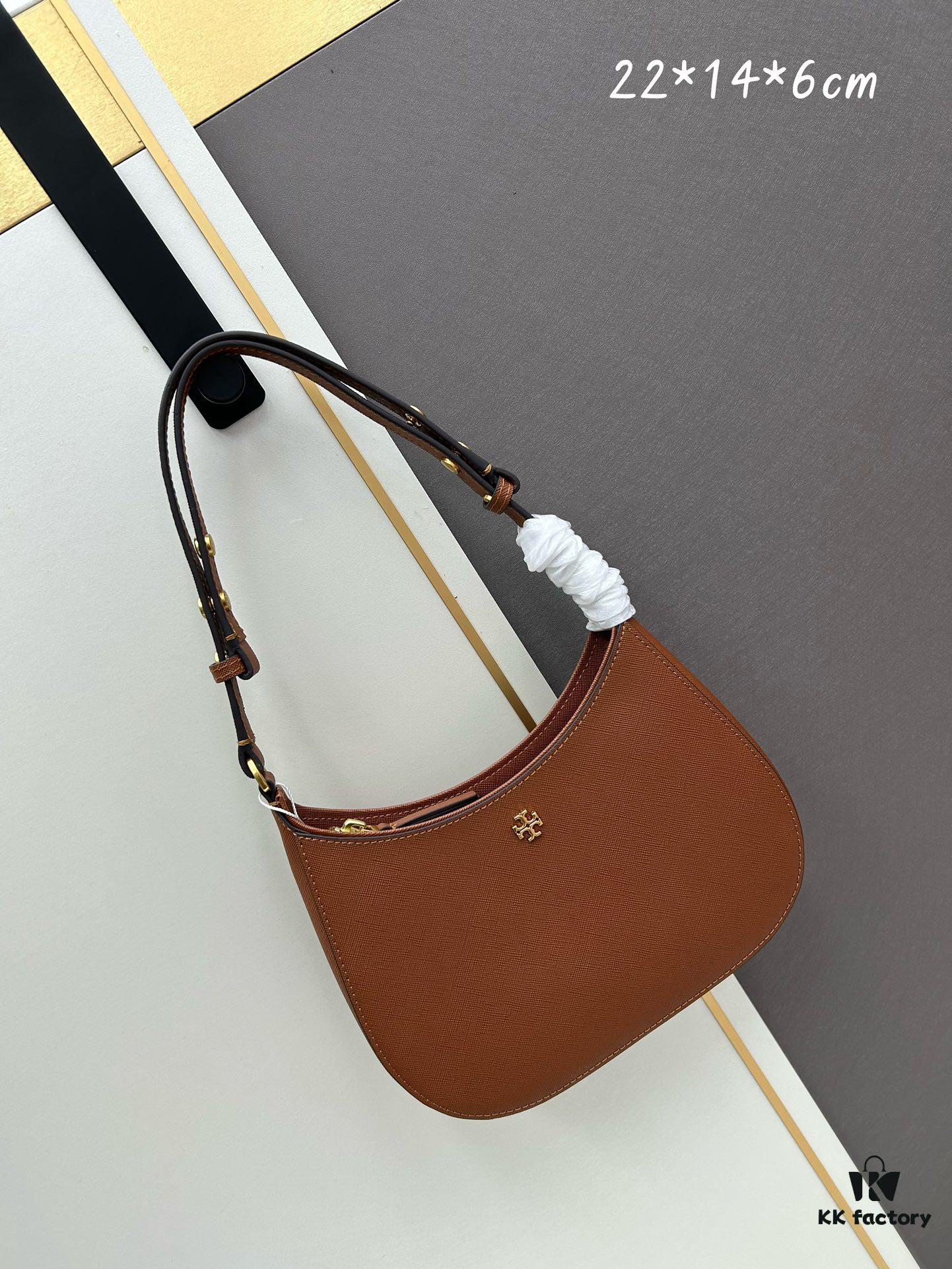 Tory Burch Emerson Series New Arrival Crossbody Bag, Full Leather Collection, Pebbled Calfskin, Adjustable Strap, Compact and Stylish