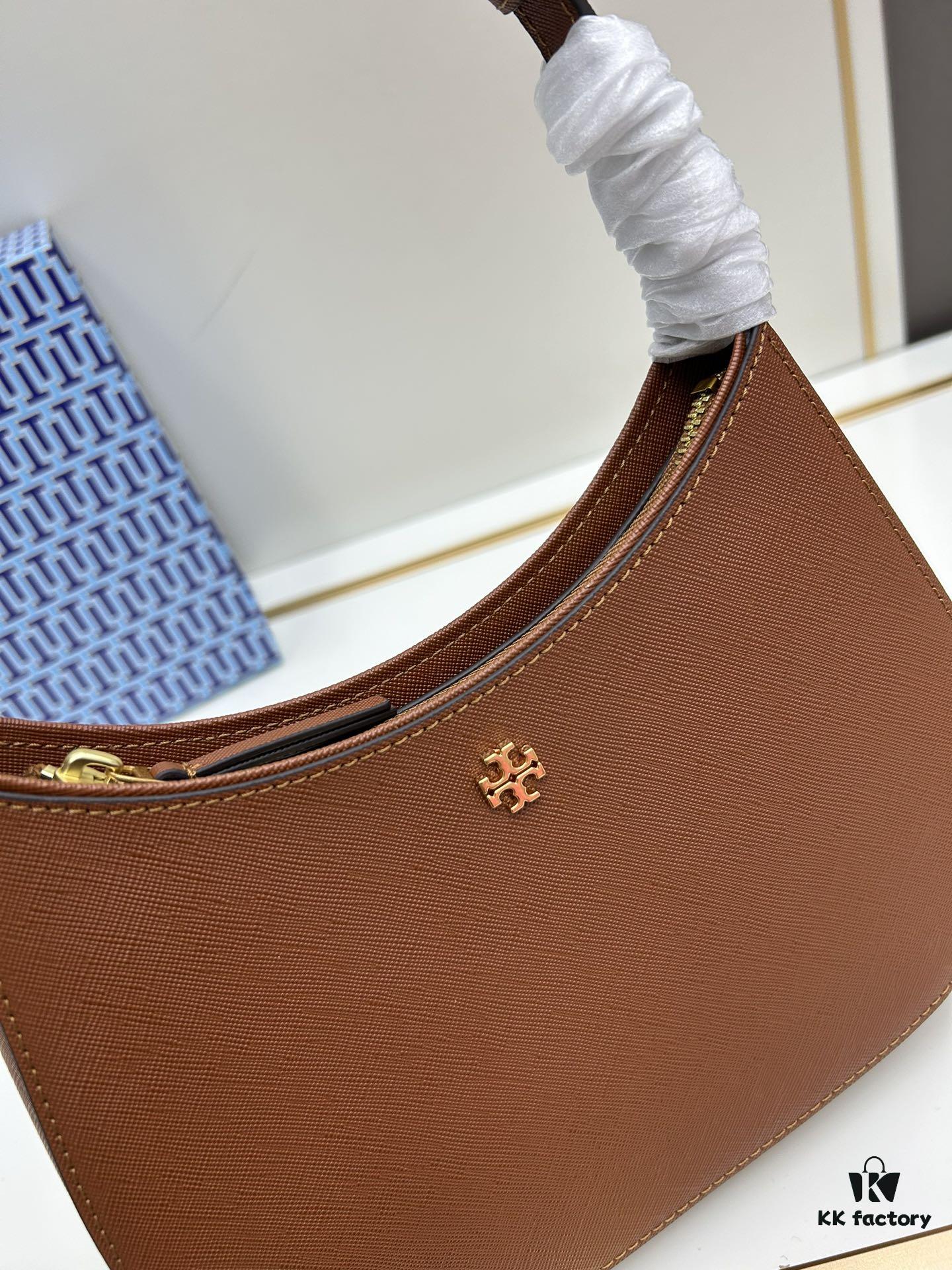 Tory Burch Emerson Series New Arrival Crossbody Bag, Full Leather Collection, Pebbled Calfskin, Adjustable Strap, Compact and Stylish