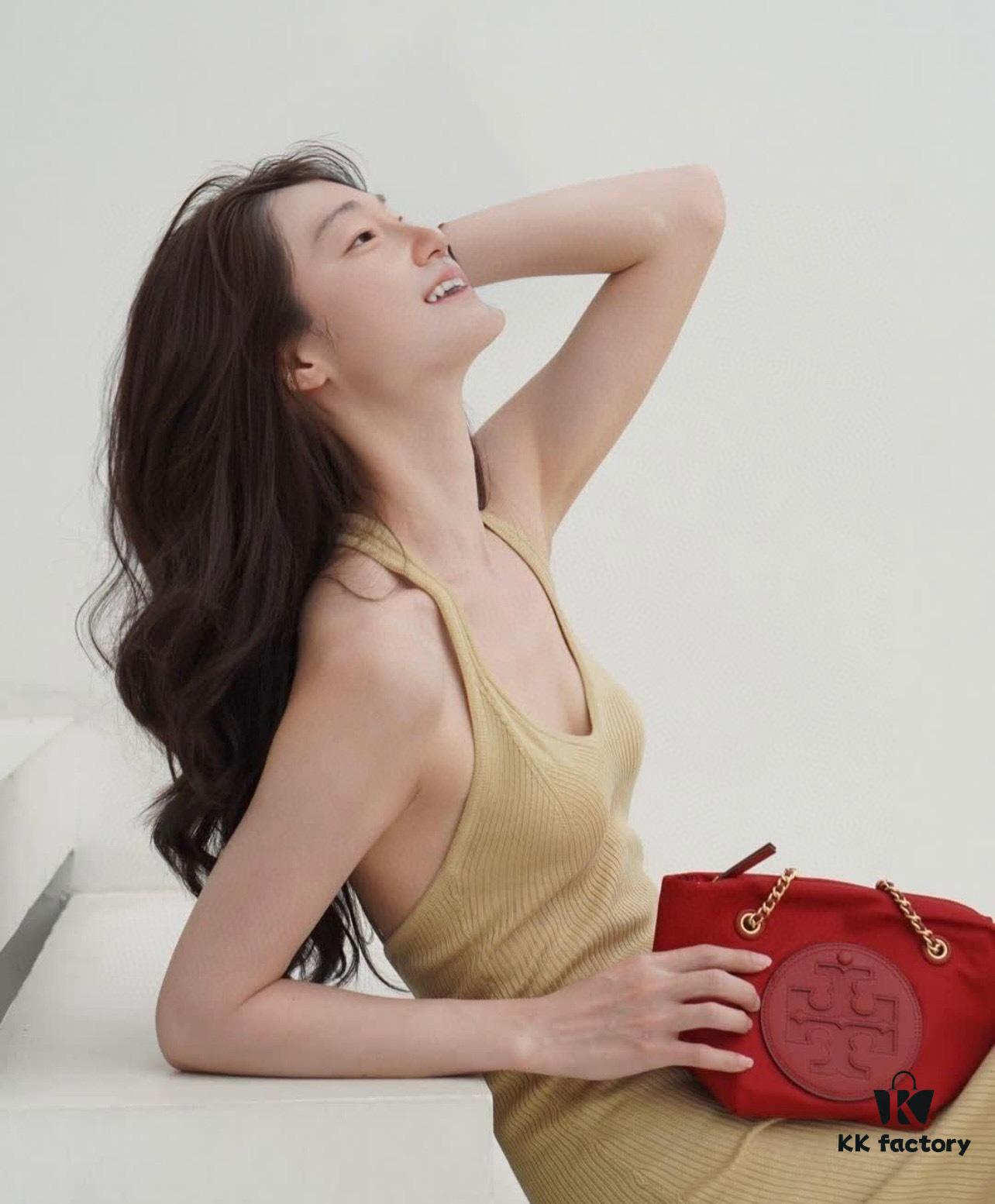 Tory Burch Ella Small Nylon Crossbody Bag – Lightweight Recycled Nylon with Woven Chain Strap