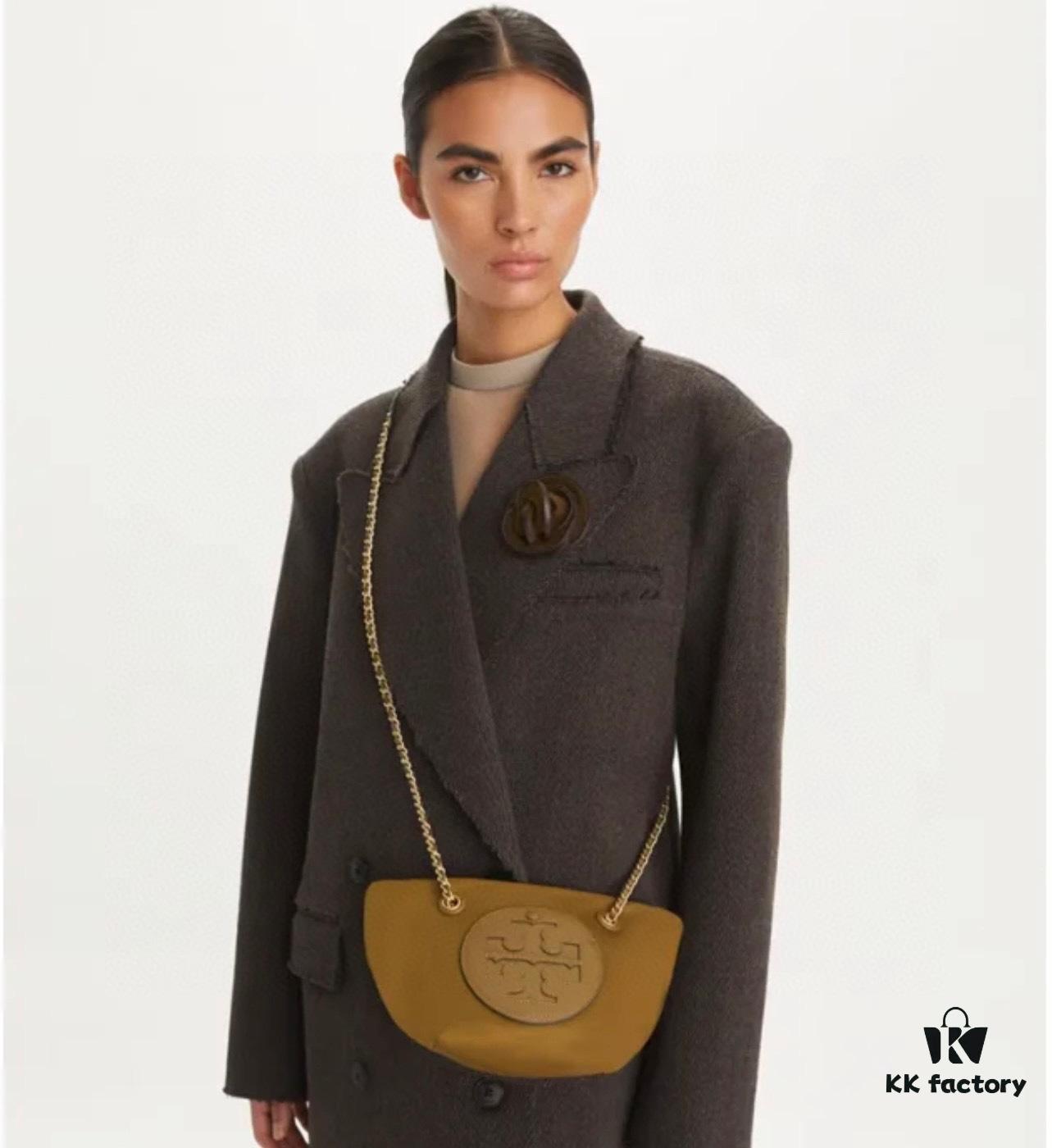 Tory Burch Ella Small Nylon Crossbody Bag – Lightweight Recycled Nylon with Woven Chain Strap