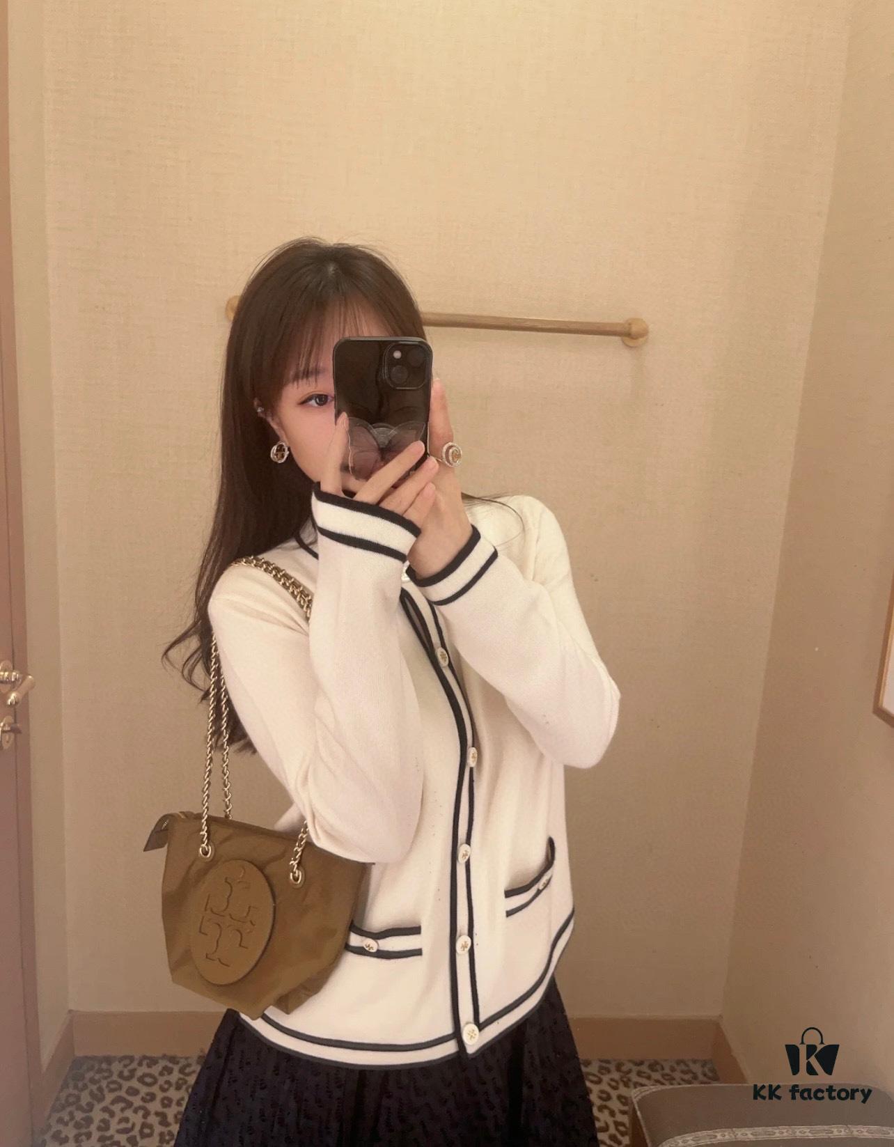 Tory Burch Ella Small Nylon Crossbody Bag – Lightweight Recycled Nylon with Woven Chain Strap