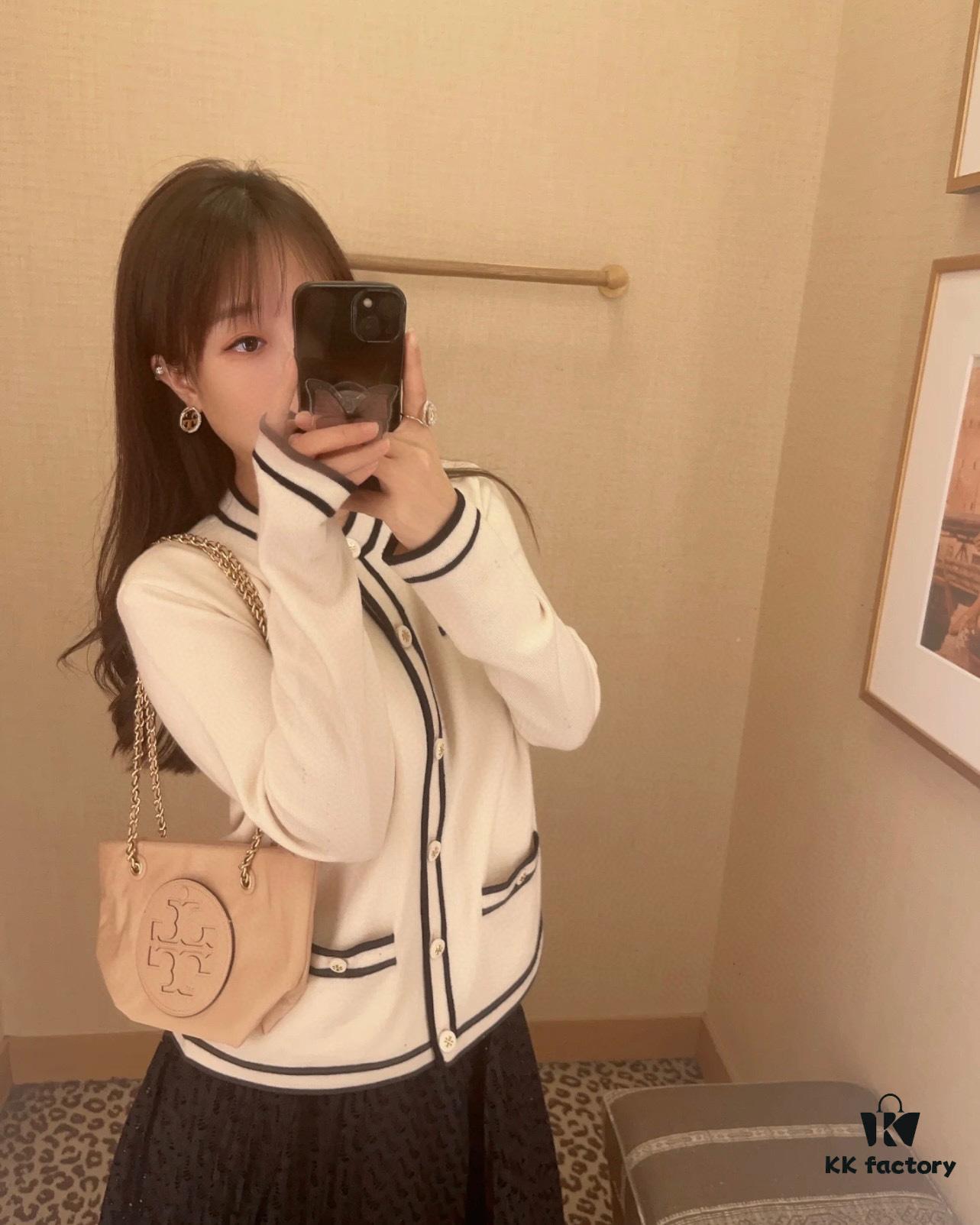 Tory Burch Ella Mini Chain Crossbody Bag – Lightweight Recycled Nylon Design with Woven Strap