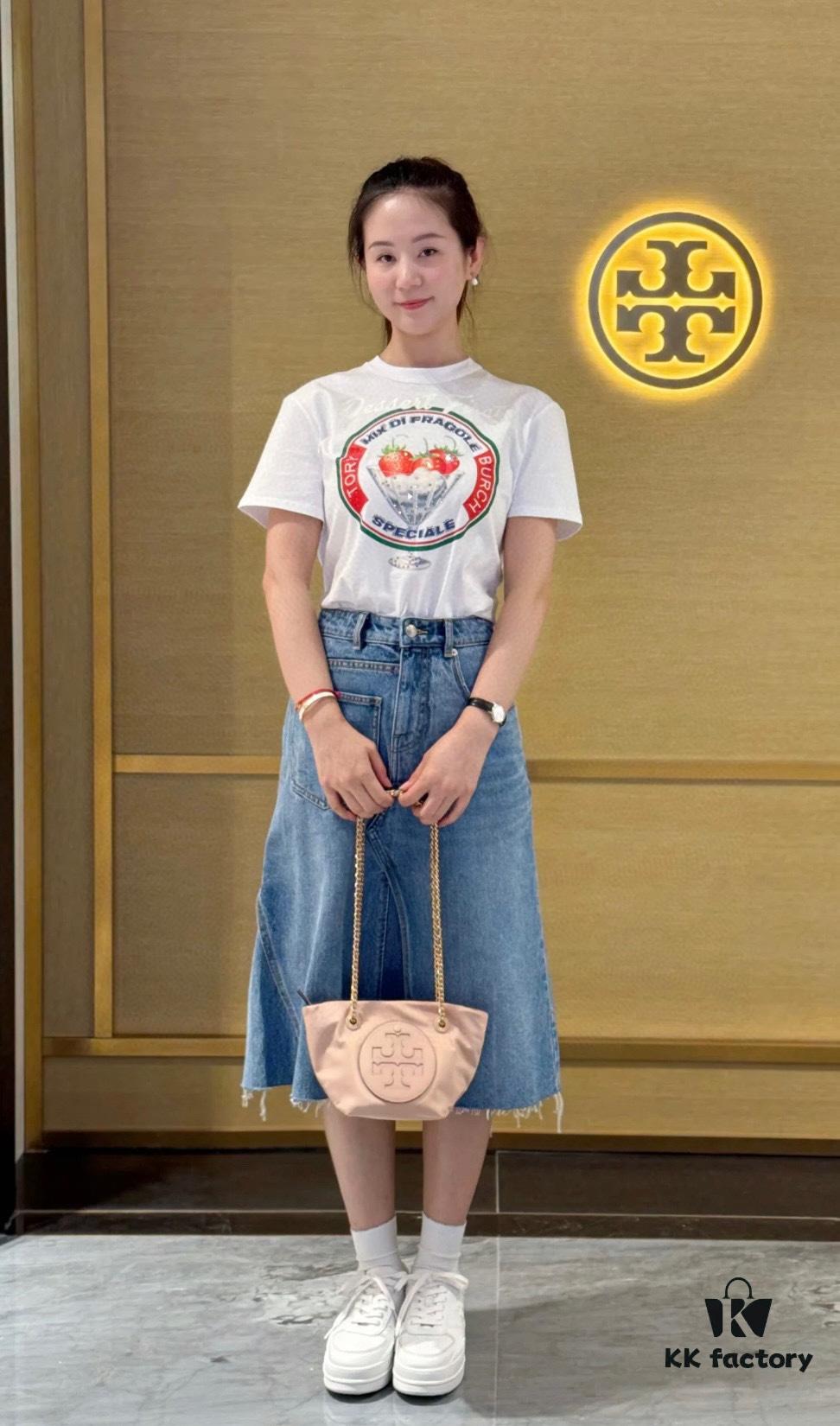 Tory Burch Ella Mini Chain Crossbody Bag – Lightweight Recycled Nylon Design with Woven Strap