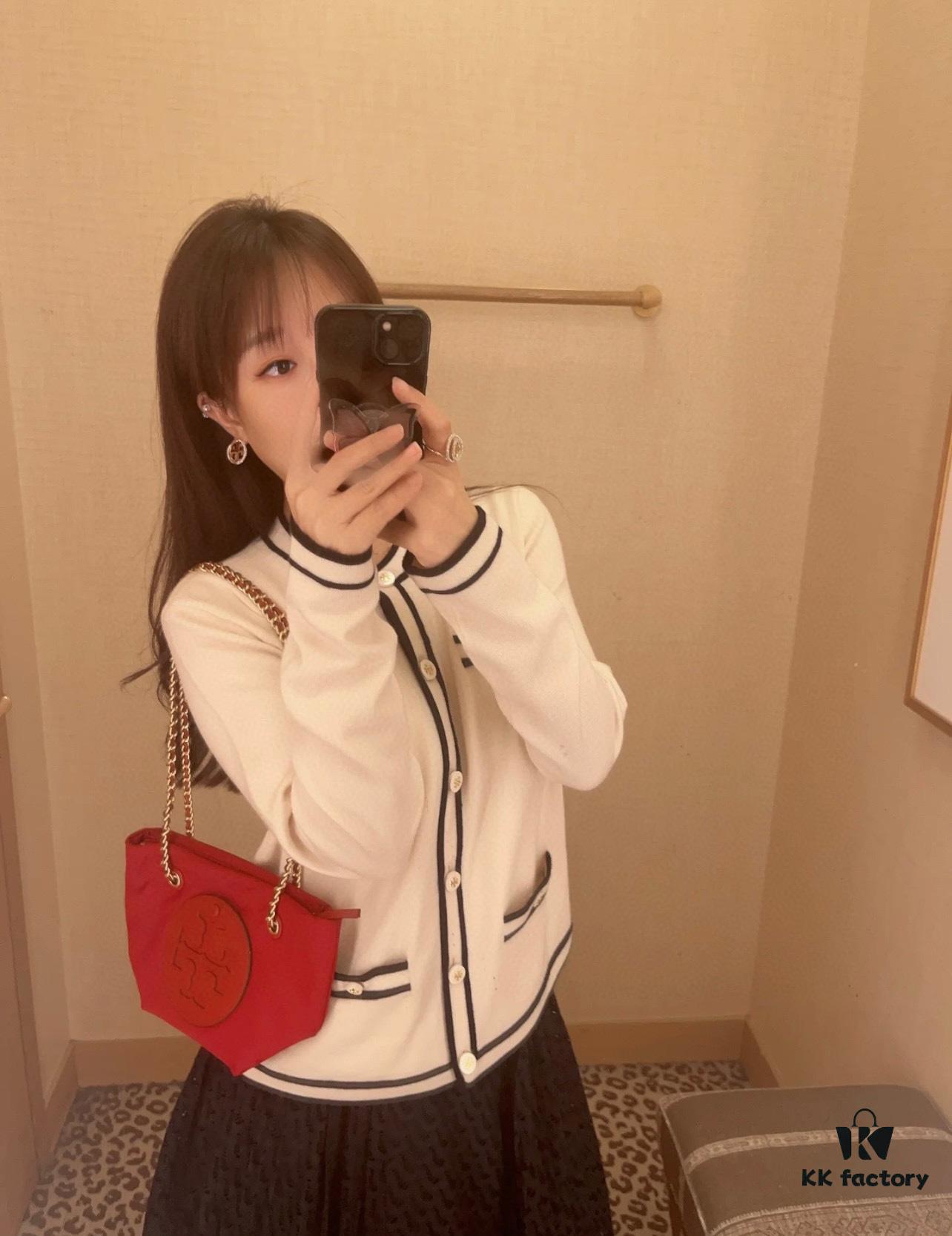 Tory Burch Ella Mini Chain Crossbody Bag – Lightweight Recycled Nylon Design with Woven Strap