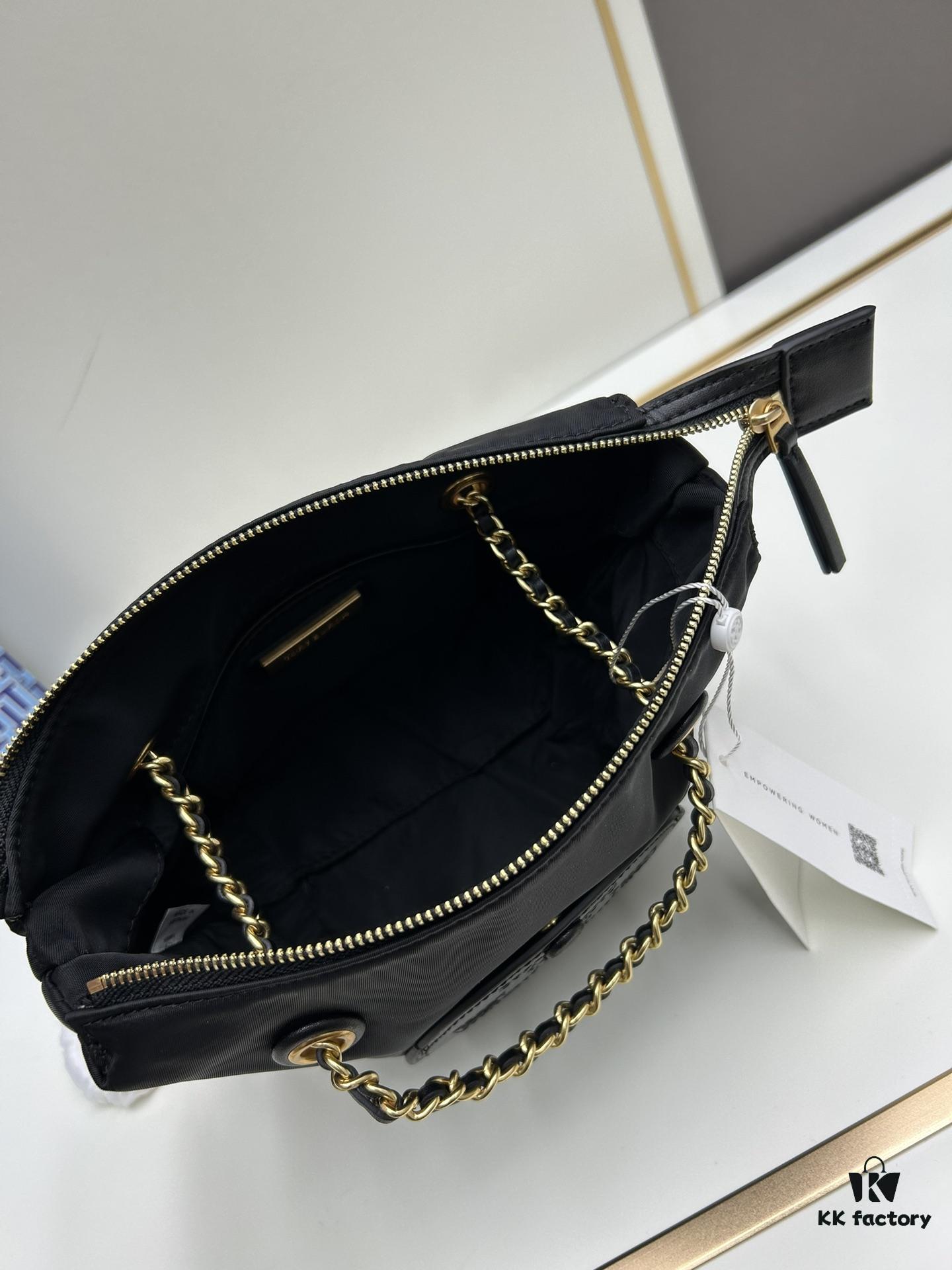 Tory Burch Ella Mini Crossbody Bag in Recycled Nylon – Lightweight and Stylish with Braided Chain