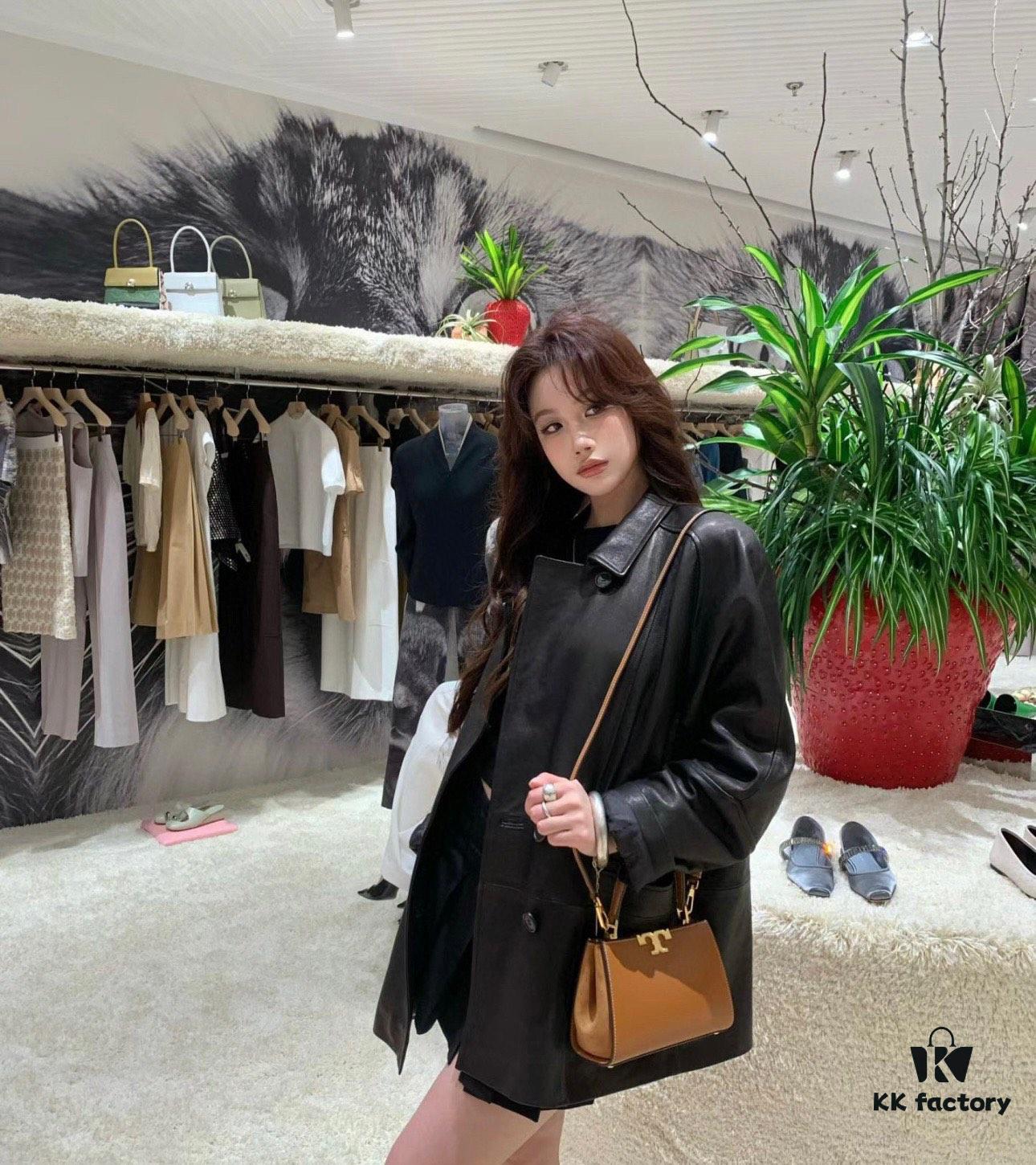 Authentic Quality [Full Genuine Leather Series, New Arrival with Attention to Detail] Tory Burch Eleanor Leather Handbag with Luxurious Suede Trims