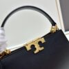 Tory Burch Eleanor Leather Handbag - Full Genuine Leather Series, New Arrival with Premium Suede Trim and Signature Double-T Logo