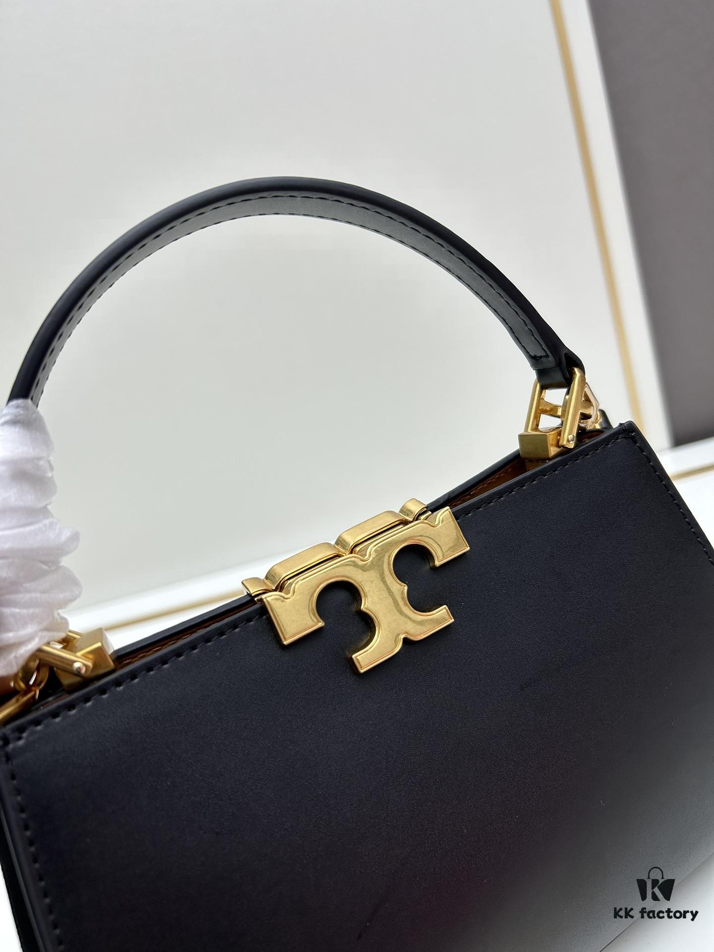 Tory Burch Eleanor Leather Handbag - Full Genuine Leather Series, New Arrival with Premium Suede Trim and Signature Double-T Logo