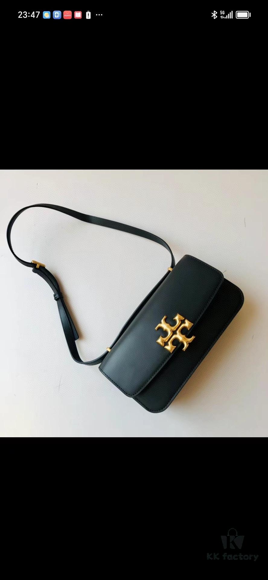 Original Quality [Full Genuine Leather Series, New Arrival with Attention to Details] [Wide Black Version] #TORYBURCH# Eleanor New Tofu Bag