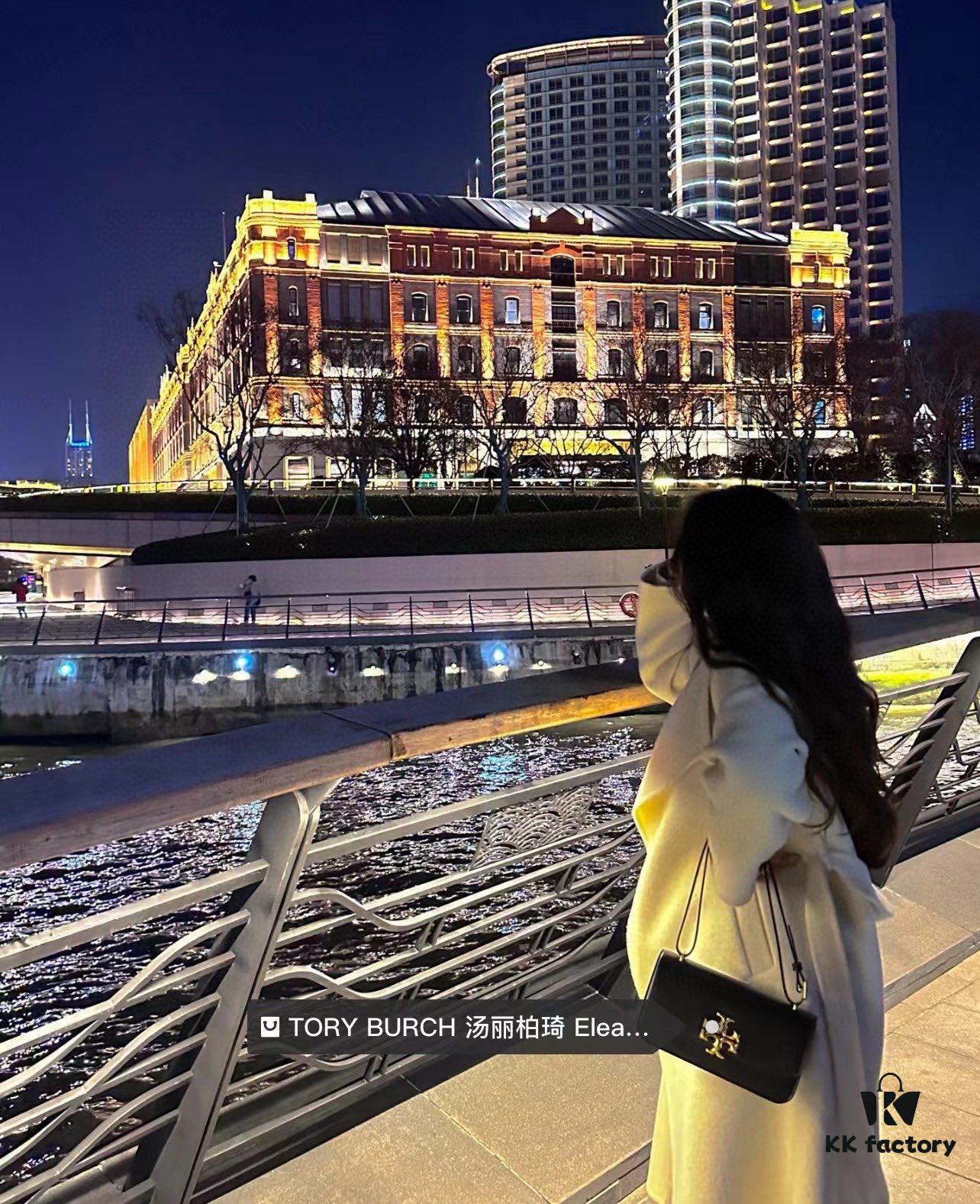 Original Quality [Full Genuine Leather Series, New Arrival with Attention to Details] [Wide Black Version] #TORYBURCH# Eleanor New Tofu Bag