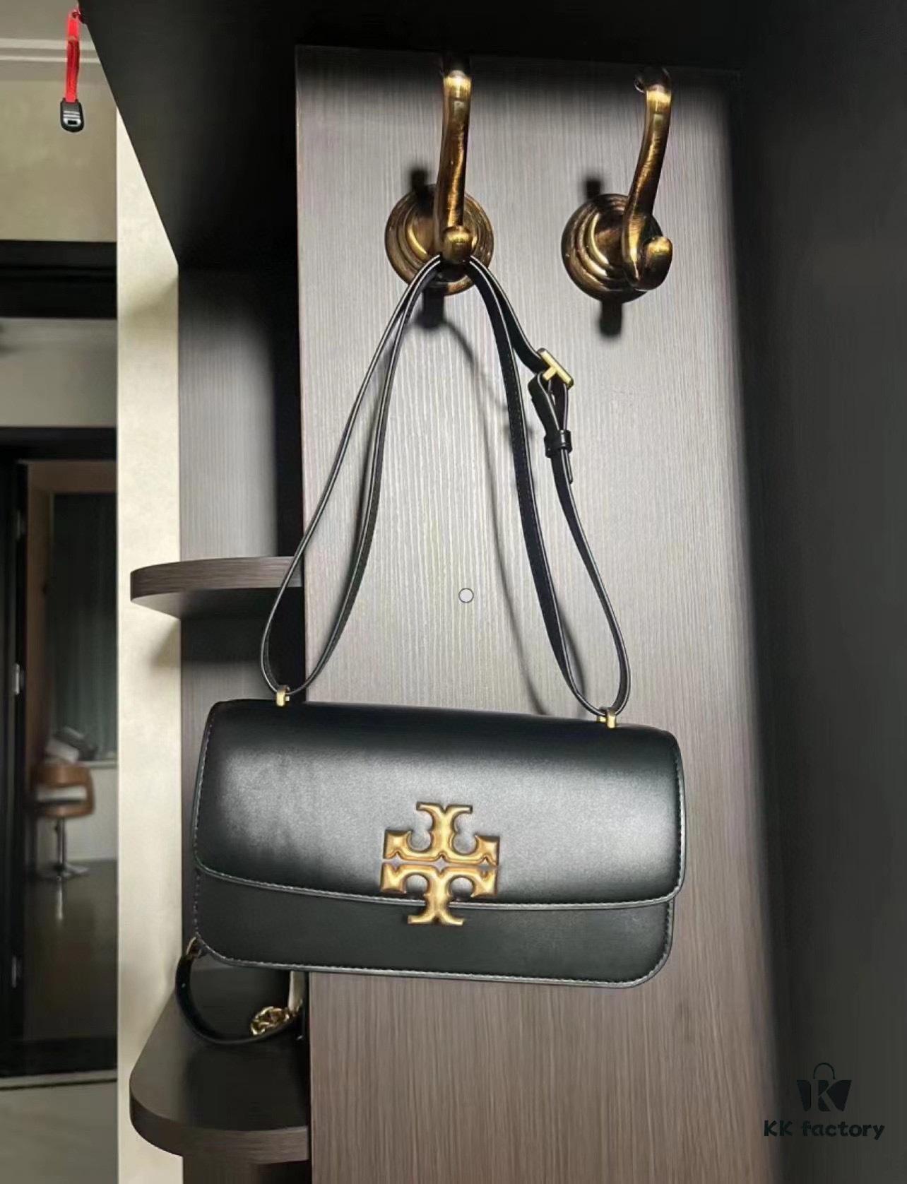 Original Quality [Full Genuine Leather Series, New Arrival with Attention to Details] [Wide Black Version] #TORYBURCH# Eleanor New Tofu Bag