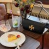 Original Quality [Full Genuine Leather Series, New Arrival with Attention to Details] [Wide Black Version] #TORYBURCH# Eleanor New Tofu Bag