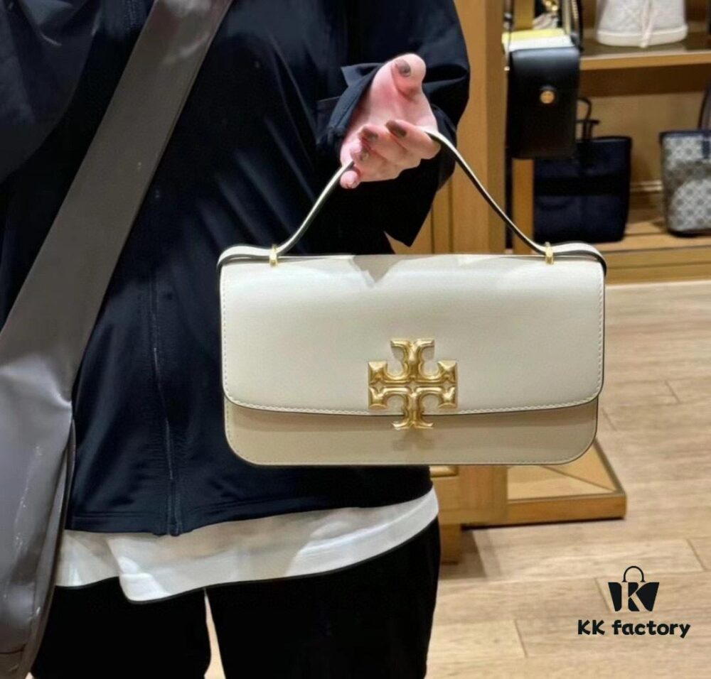 Original Quality [Full Genuine Leather Series, New Arrival with Attention to Detail] [Wide Black Version] #TORYBURCH# Eleanor New Tofu Bag