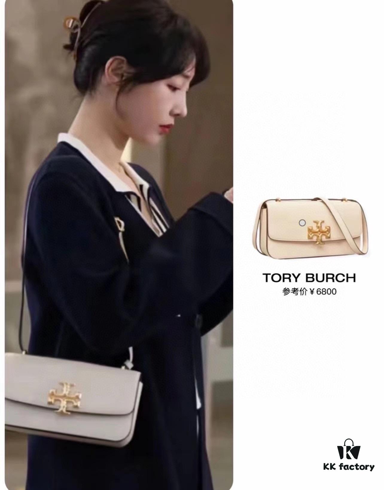 Original Quality [Full Genuine Leather Series, New Arrival with Attention to Detail] [Wide Black Version] #TORYBURCH# Eleanor New Tofu Bag