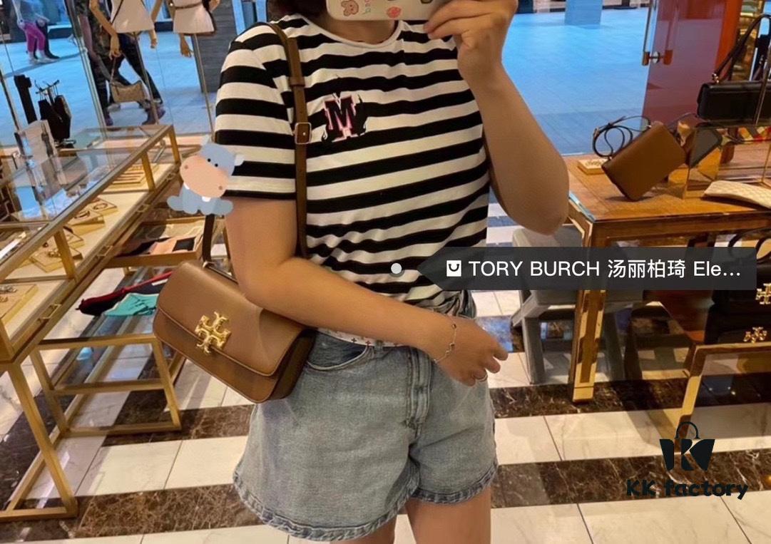 Original Quality [Full Genuine Leather Series, New Arrival with Attention to Detail] [Wide Black Version] #TORYBURCH# Eleanor New Tofu Bag