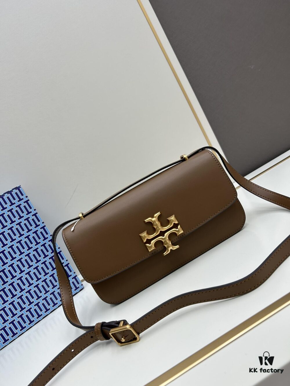 Original Quality [Full Leather Series, New Item with Attention to Details] [Wide Black Version] #TORYBURCH# Eleanor New Tofu Bag