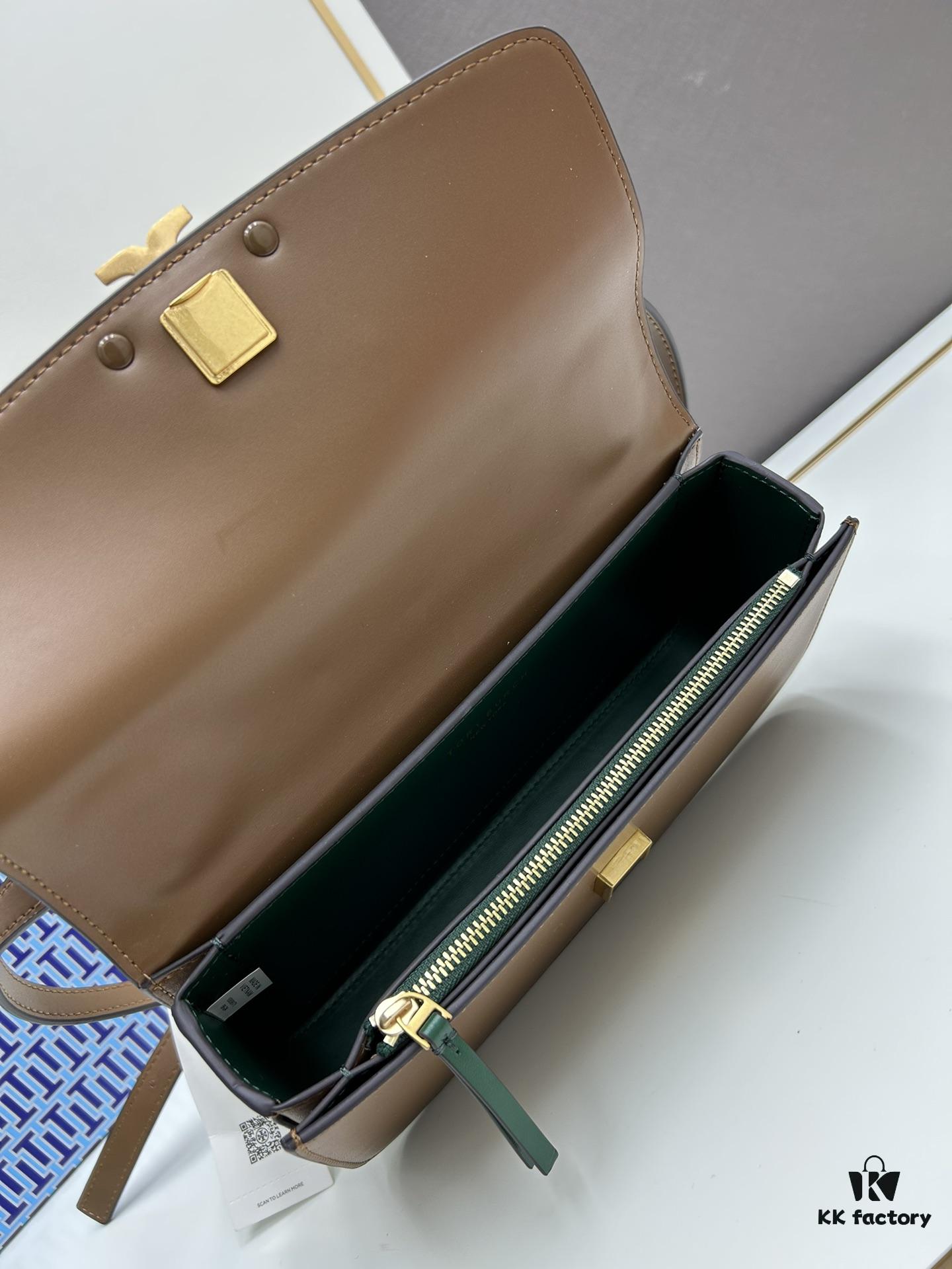 Original Quality [Full Genuine Leather Series, New Arrival with Attention to Details] [Wide Black Version] #TORYBURCH# Eleanor New Style Tofu Bag