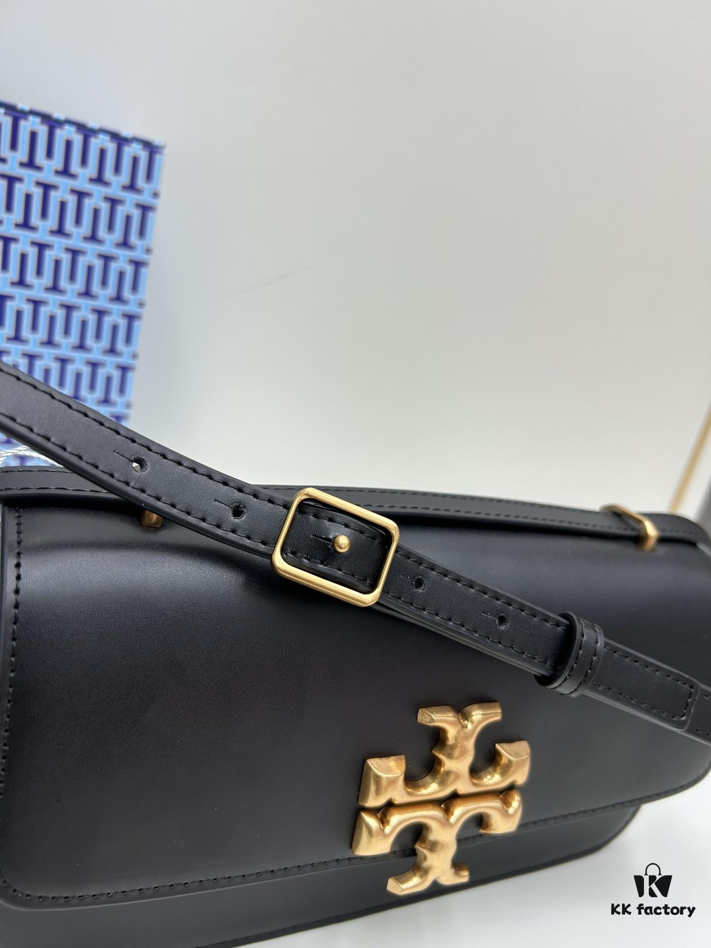 Authentic Quality [Full Genuine Leather Series, New Arrival with Attention to Detail] [Wide Black Version] #TORYBURCH# Eleanor New Tofu Bag