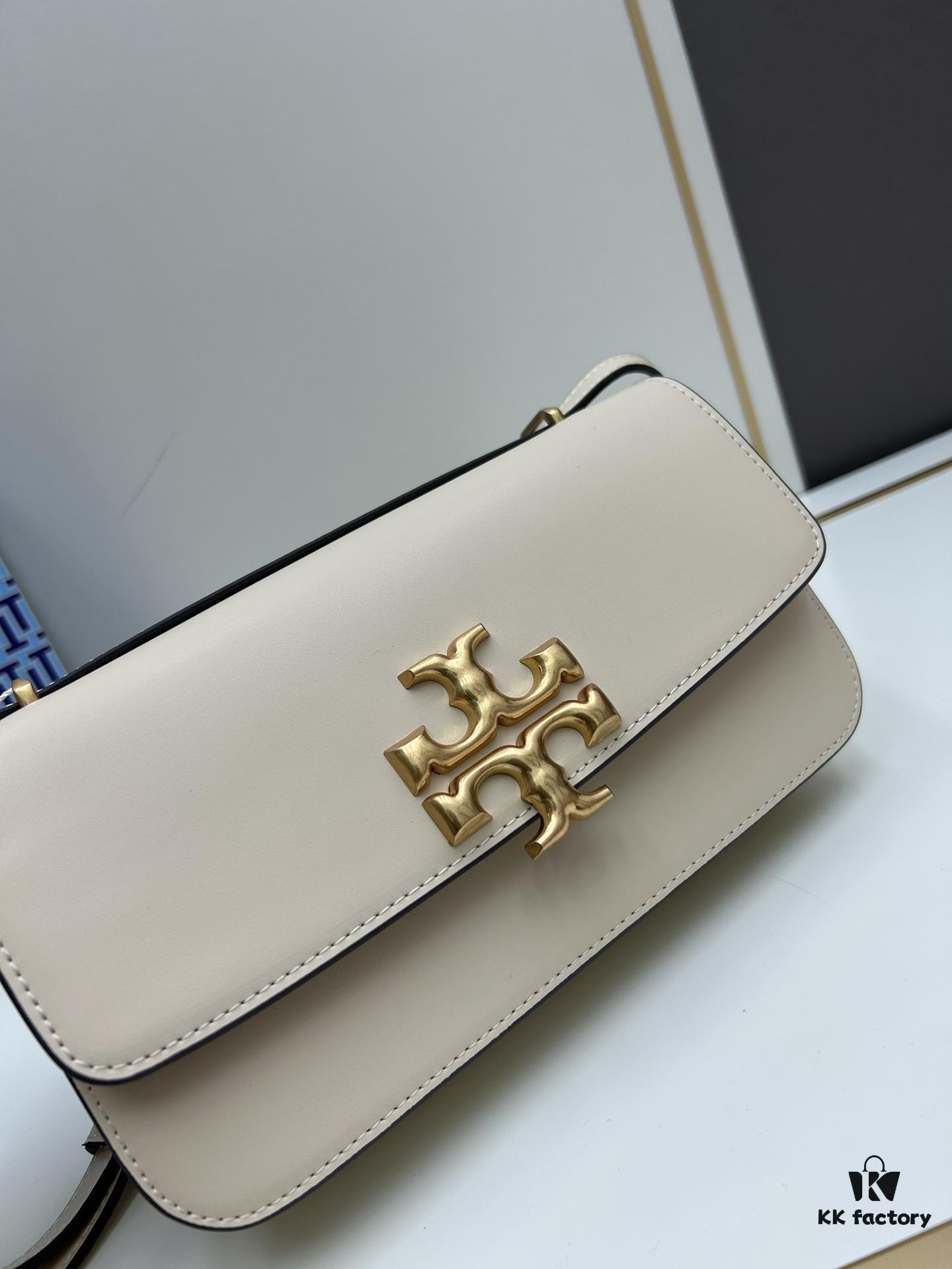 Original Quality [Full Leather Series, New Model with Attention to Detail] [Wide Black Version] #TORYBURCH# Eleanor New Tofu Bag