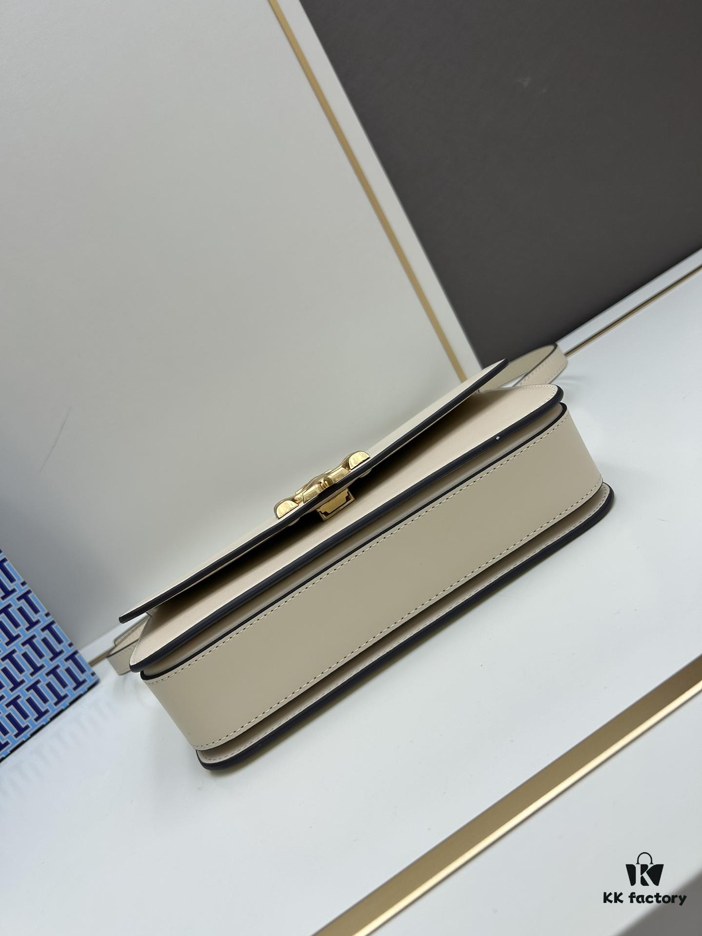 Original Quality [Full Leather Series, New Model with Attention to Detail] [Wide Black Version] #TORYBURCH# Eleanor New Tofu Bag