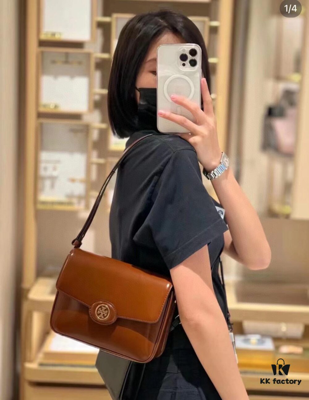 New Arrival TORY BURCH Robinson Series Dual-Use Shoulder Bag – Spazzolato Shiny Patent Leather Messenger Bag