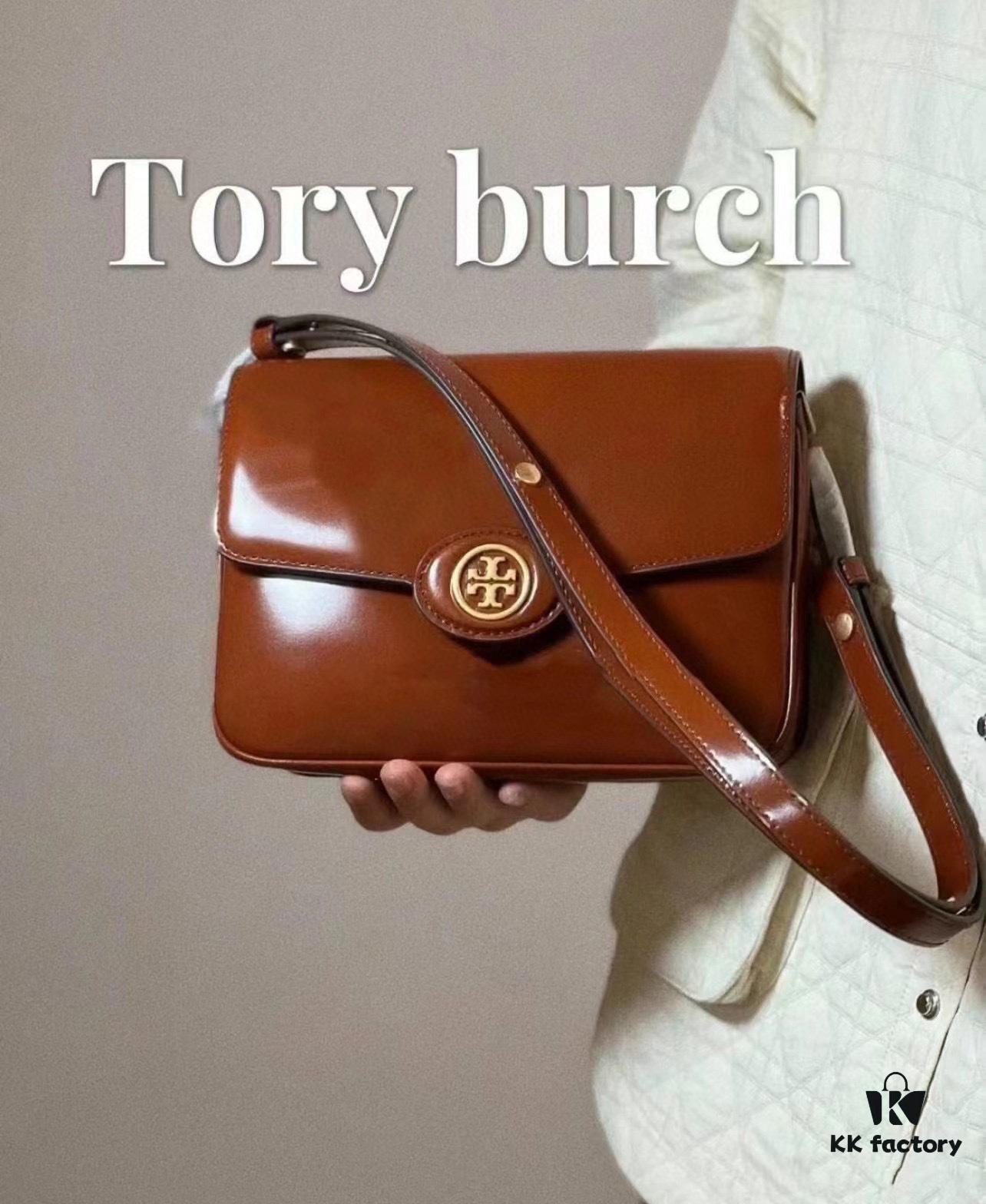 New Arrival TORY BURCH Robinson Series Dual-Use Shoulder Bag – Spazzolato Shiny Patent Leather Messenger Bag
