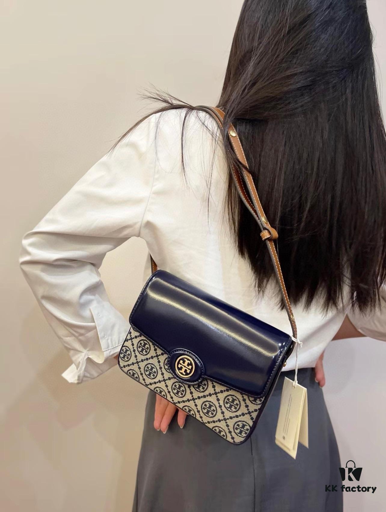 New Arrival Tory Burch Robinson Series Dual-Use Shoulder Bag – Spazzolato Shiny Patent Leather Messenger Bag with Refined Edging