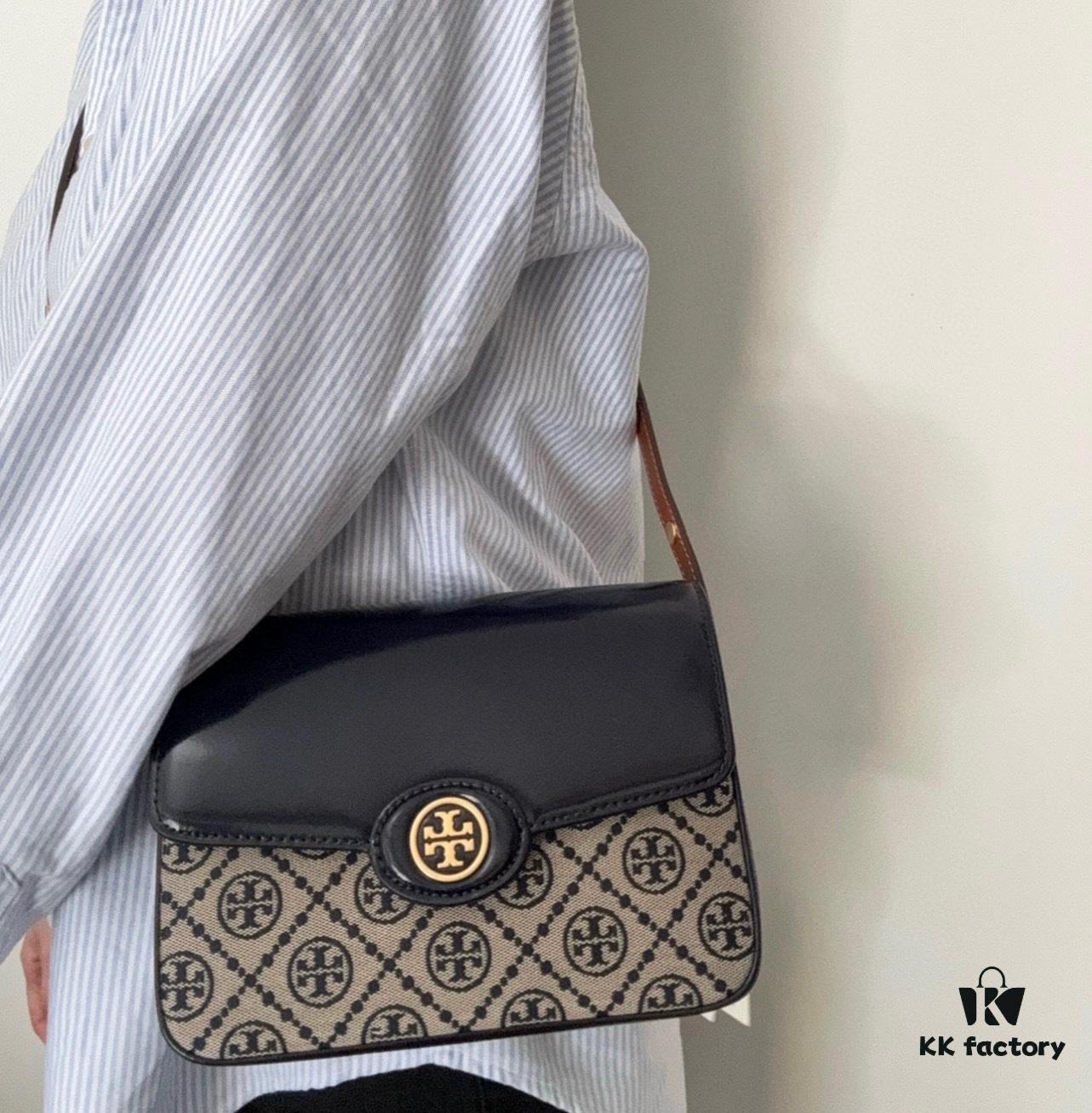 New Arrival Tory Burch Robinson Series Dual-Use Shoulder Bag – Spazzolato Shiny Patent Leather Messenger Bag with Refined Edging