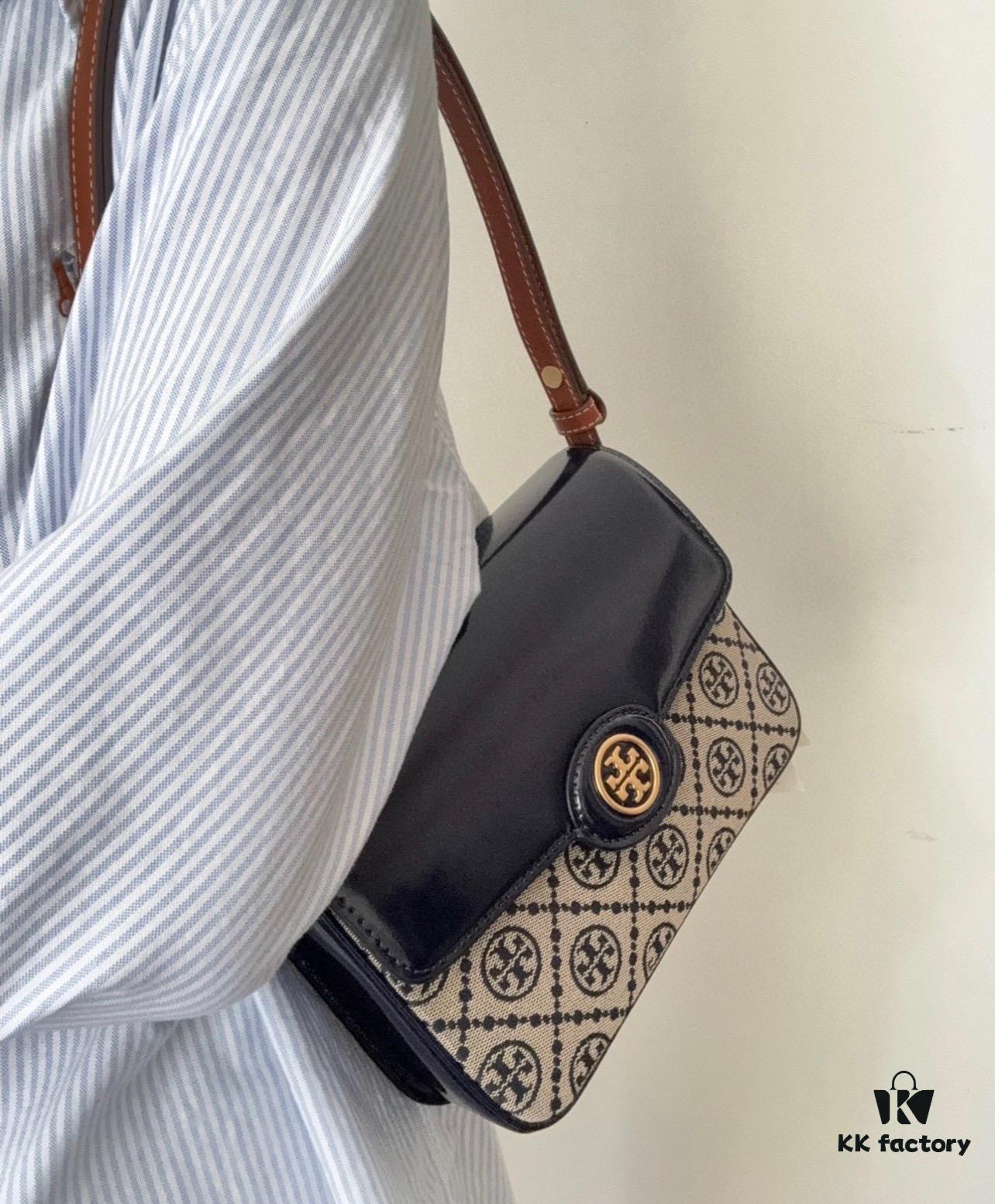 New Arrival Tory Burch Robinson Series Dual-Use Shoulder Bag – Spazzolato Shiny Patent Leather Messenger Bag with Refined Edging